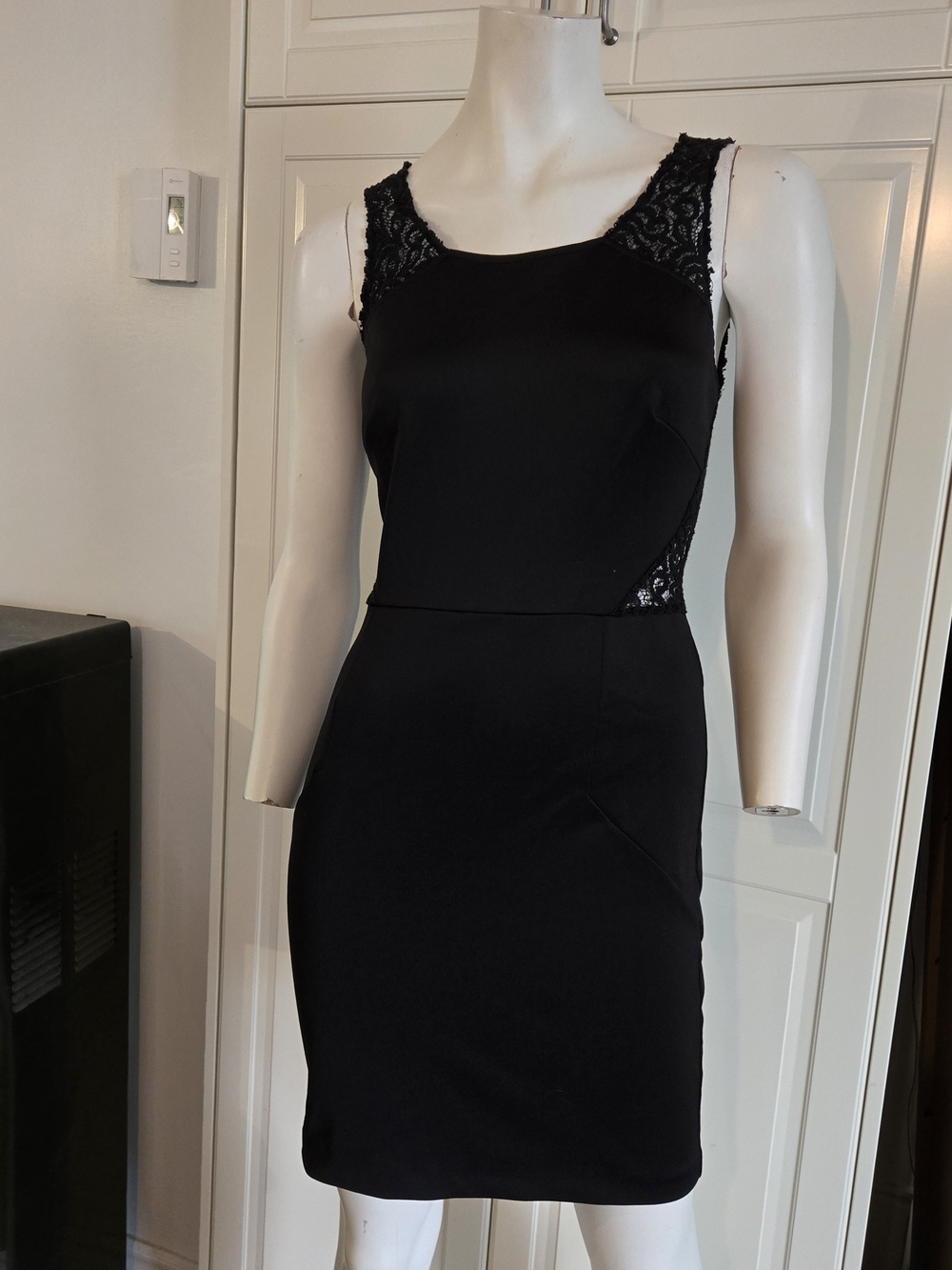 Classic Black Lace-Trim Sheath Dress